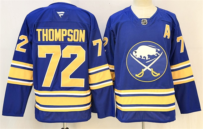 Men's Buffalo Sabres #72 Tage Thompson Blue 2024-25 With A Patch Stitched Jersey